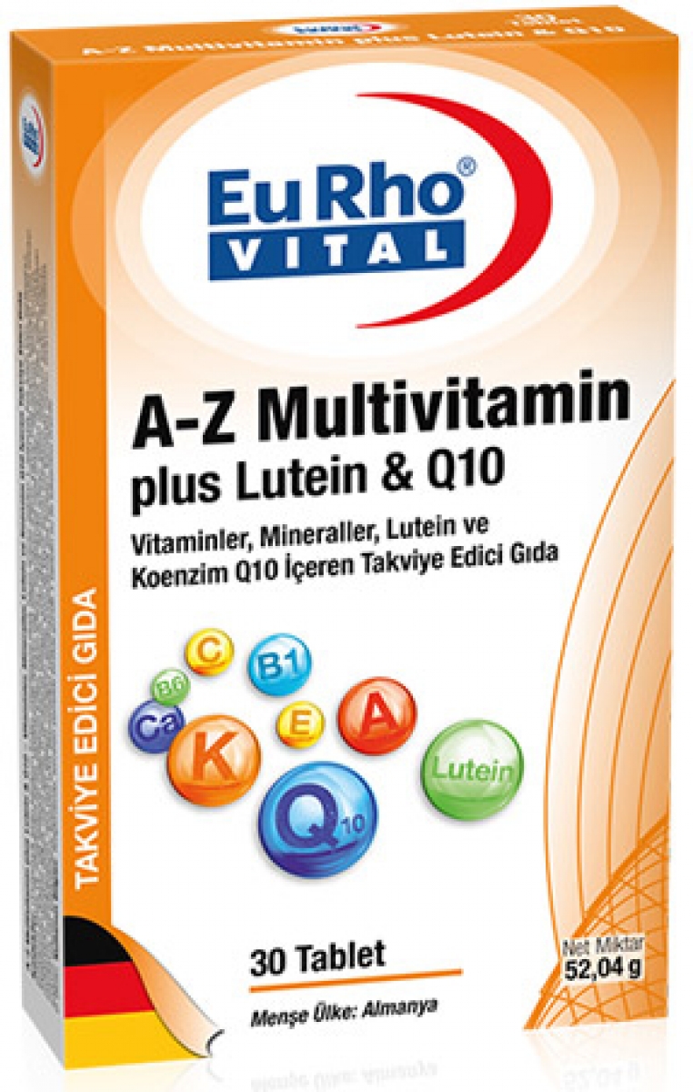 EuRho Vital AZ Multivitamin Plus Lutein & Q10 Tablet 92,00 TL'ye Sipariş