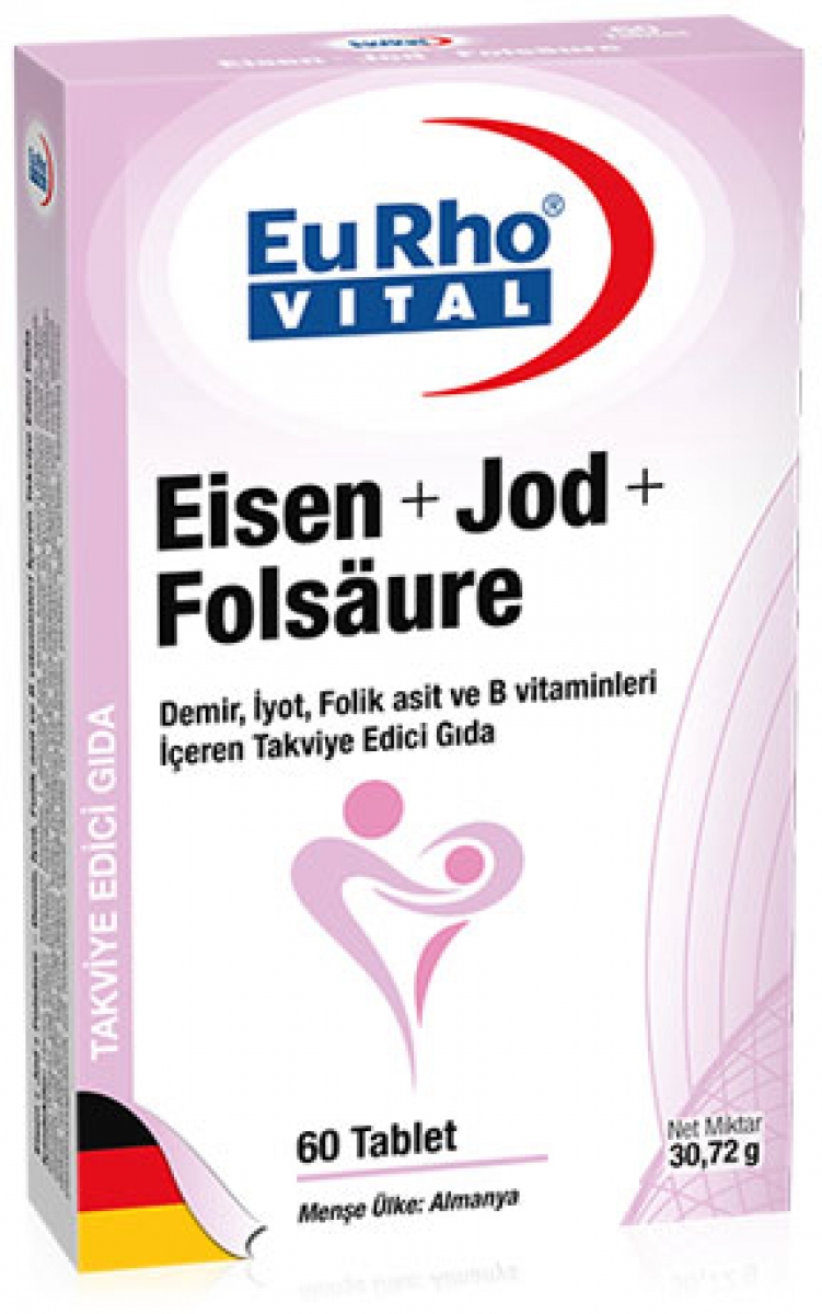 EuRho Vital Eisen Jod Fols ure Tablet 39 50 TL ye Sipari 