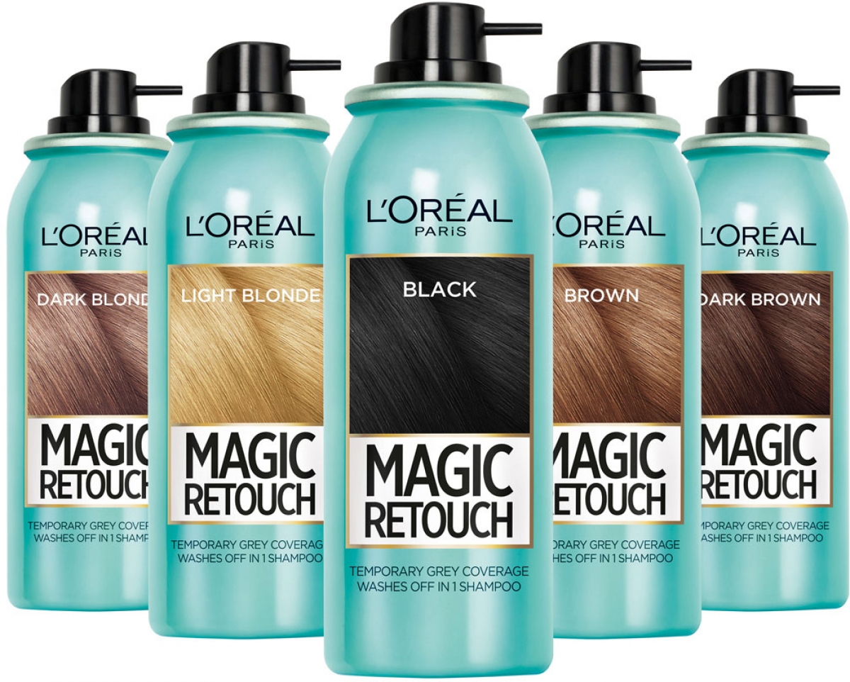 L oreal magic. Magic Retouch лореаль. Лореаль Мэджик ретач. Спрей лореаль для закрашивания седины.