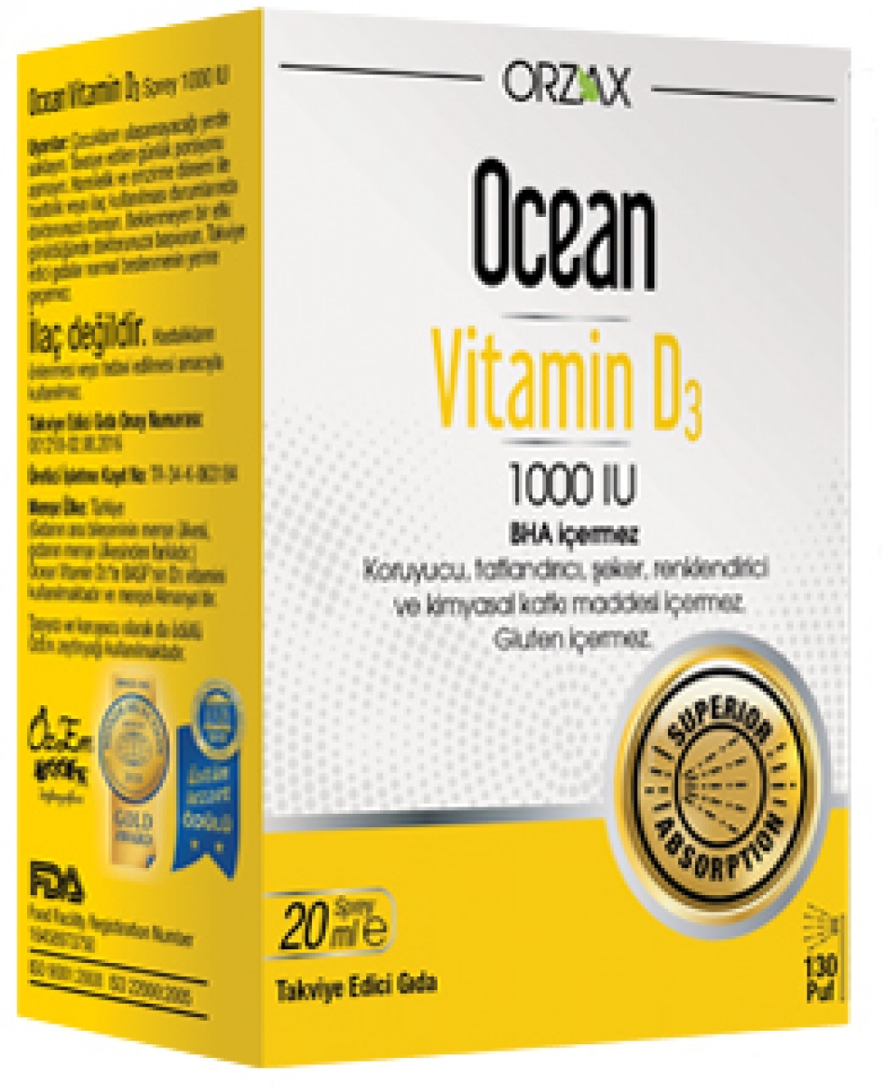 Ocean Vitamin D3 1000 IU Sprey 49,50 TL'ye Sipariş