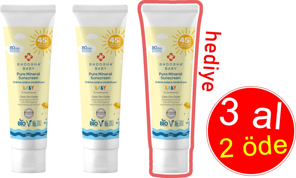 Shoosha Organik Bebek İçin Mineral Güneş Kremi SPF 45 (3