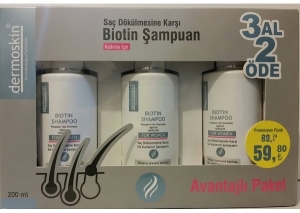 Dermoskin Biotin ampuan 3 Al 2 de Avantaj Paketi