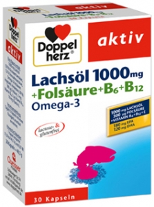 Doppelherz Aktiv Lachsöl 1000 mg + Folsaure + B6 + B12 Omega 3